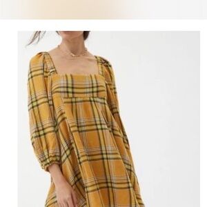 Urban Outfitters Lachlan Plaid Yellow Dress